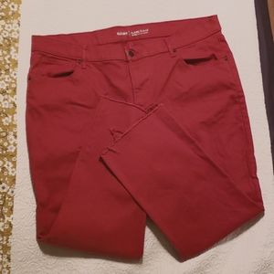 Old Navy Red Raw Edge Crop Jeans